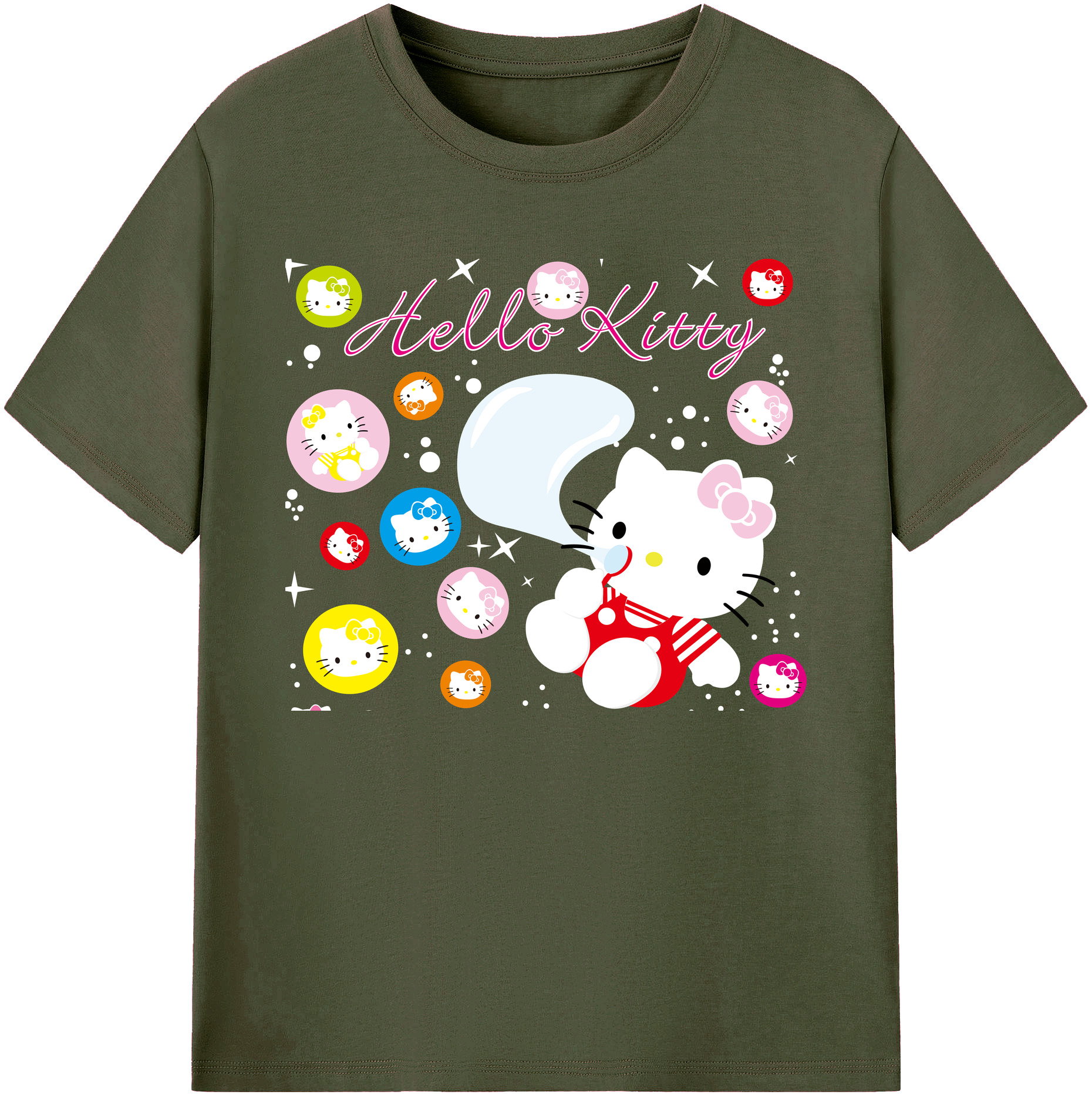 （画像用） Hello Kitty ハローキティ 綿100％ メンズ半袖Tシャツ｜肌触りやわらか＆通気性